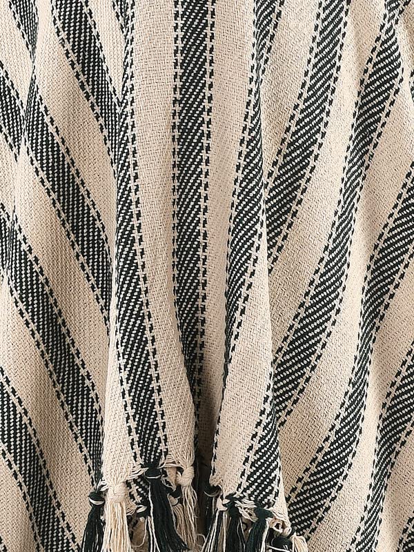 SASHAA WORLD Striped Throw Medium with Tasselled Edges |Throw for Living Room, Bedroom, Sofa & Chair |Bottle Green Throw Blanket | 180 x130 cm - Image 3