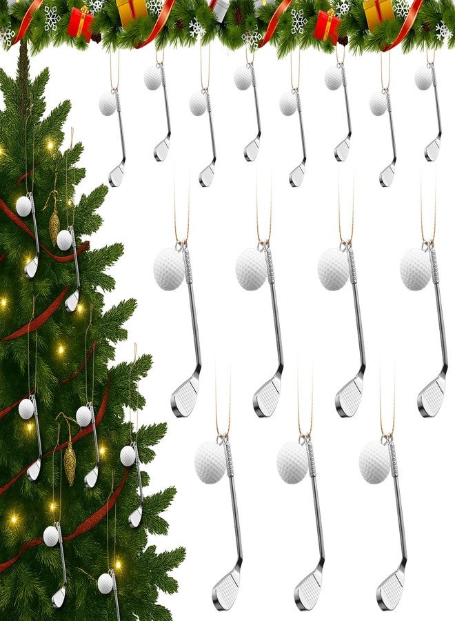 Marsui 10 Sets Golf Christmas Tree Ornaments with Gift Bags White Golf Ball and Pins Christmas Ornaments Gifts for Sports Lover Father Coworker Xmas Tree Decoration - Image 1