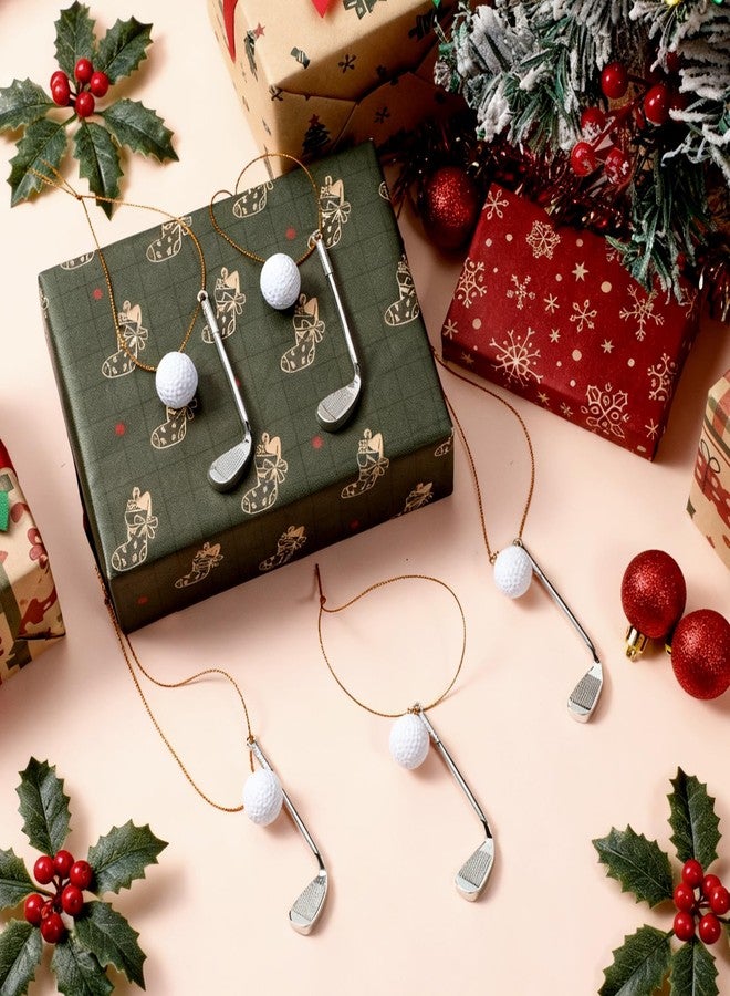 Marsui 10 Sets Golf Christmas Tree Ornaments with Gift Bags White Golf Ball and Pins Christmas Ornaments Gifts for Sports Lover Father Coworker Xmas Tree Decoration - Image 3