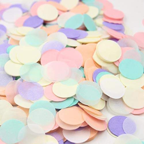 Mybbshower 1 Inch Pastel Tissue Paper Table Confetti Dots for Baby Shower Gender Reveal Birthday Party Decorations 2 oz - Image 1