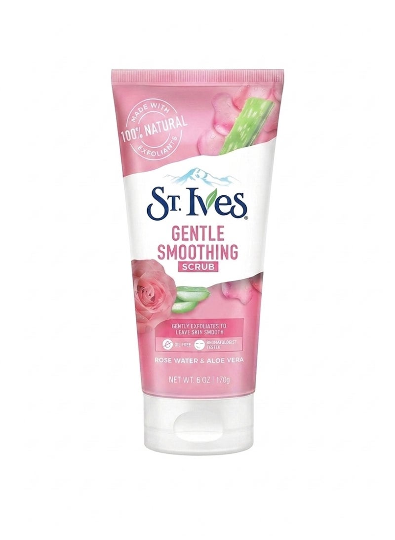 St. Ives Gentle Smoothening Scrub with Aloe Vera & Rose Water| 100% Natural Exfoliants & Extracts for Glowing Skin| Exfoliating Face Scrub for Men & Women| Paraben-Free|Pack of 1
