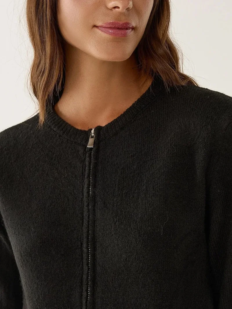 HICCUP Zippered Knit Cardigan
