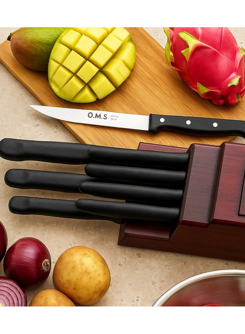 او ام اس مجموعة سكاكين مطبخ 11قطعة مع حامل من او ام اس -صناعة تركيه - Image 2