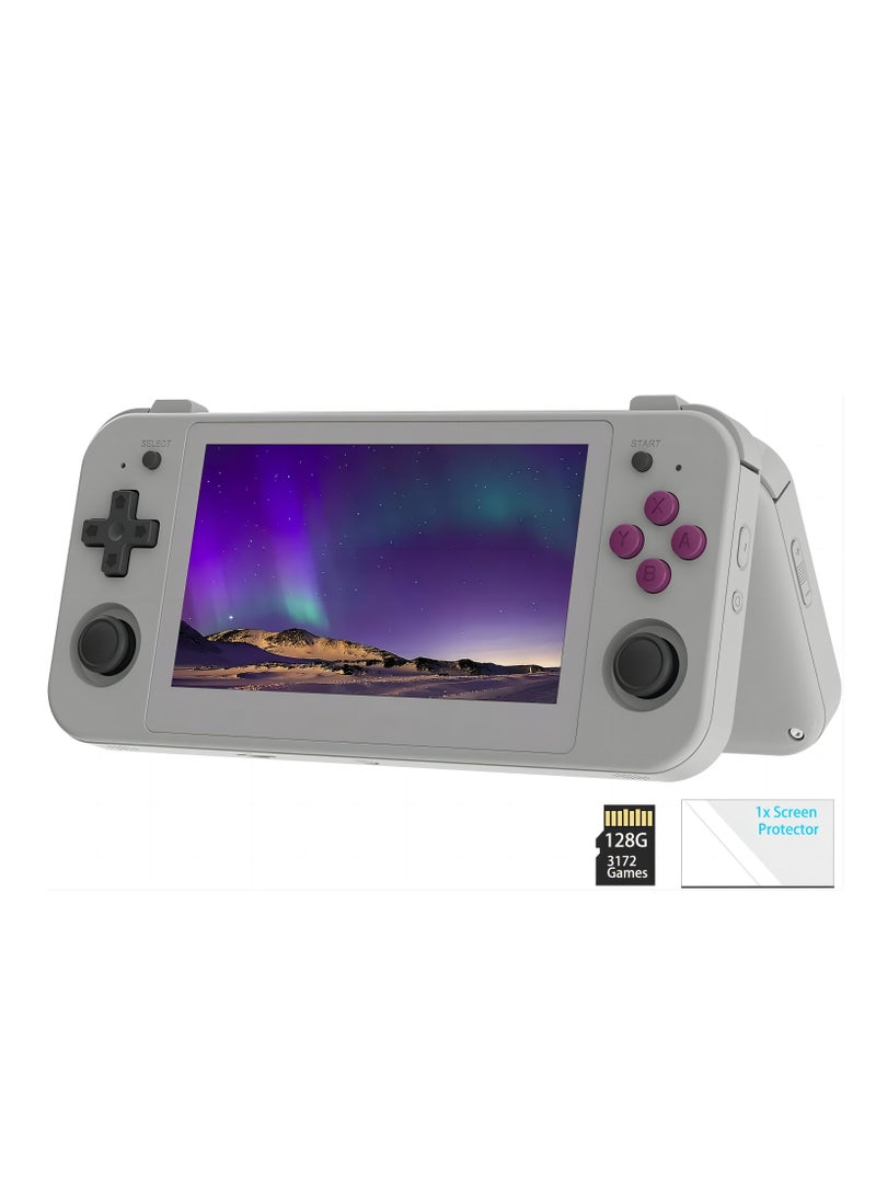 ANBERNIC  RG505 Retro Game Handheld Game Console with 128GB TF-card Built-in 3000+ Games, 4.95-inch OLED Touch Screen with Android 12 System, Unisoc Tiger T618 and Compatible with Google Play Store (Grey)  - Image 1