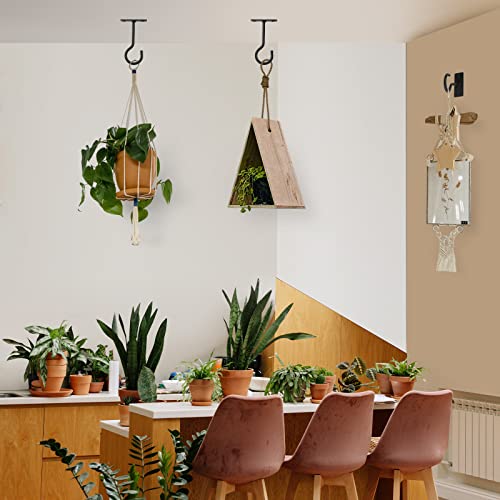 QTJUST Plant Hooks 2Pack Hanging Plant Bracket 6inch Metal Plant Hanger Decorative Plant Hook for Bird Feeders, Planters, Lanterns, Wind Chimes, Home Decor Indoor Outdoor (Black) - Image 2