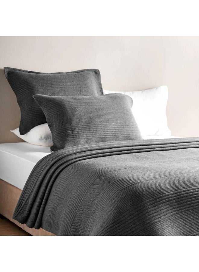 Pan Home Cloud Melange Quilted Bedspread Set - Anthracite - Image 1