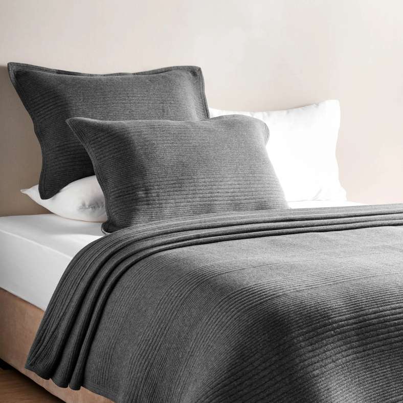 Pan Home طقم غطاء سرير مخمل سحاب - أنثراسايت - Image 1