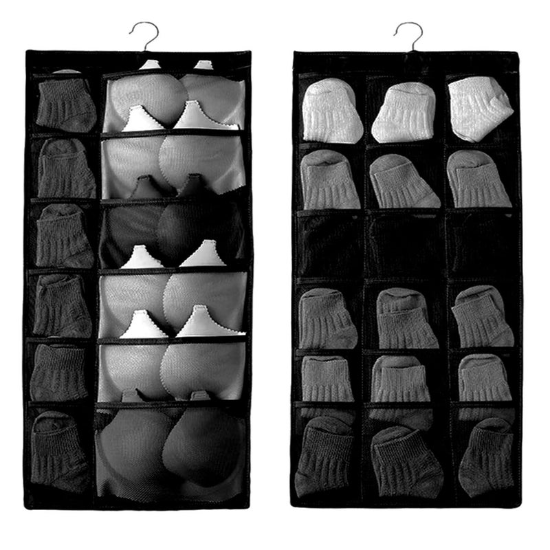 Oxbow منظم الملابس الداخلية المعلق OxbOw 30 جيب للدواليب منظم الجوارب للدواليب منظم التخزين للدواليب منظم الملابس الداخلية باللون الأسود عبوة من 1 78 × 40 سم - Image 1