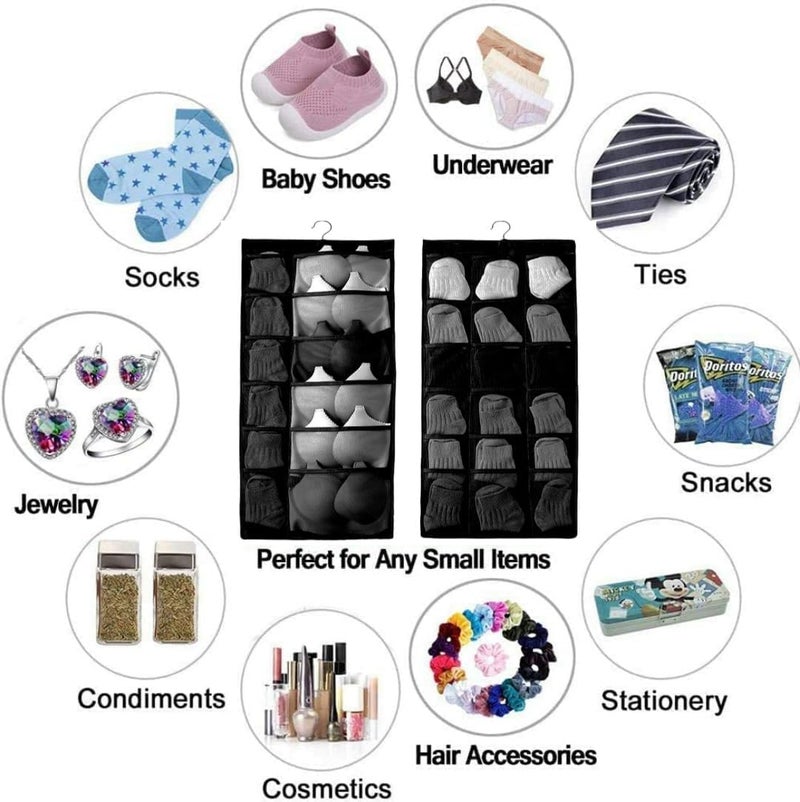 Oxbow منظم الملابس الداخلية المعلق OxbOw 30 جيب للدواليب منظم الجوارب للدواليب منظم التخزين للدواليب منظم الملابس الداخلية باللون الأسود عبوة من 1 78 × 40 سم - Image 3