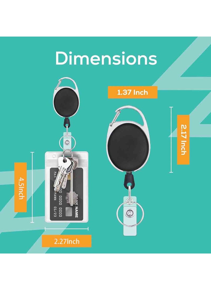 Generic 3 Pack Retractable Badge Reels- ID Holders with Belt Clip & Key Ring- 3 Clear ID Card Sleeves- Ideal for Work, Teachers, Nurses, and Students  - Image 2