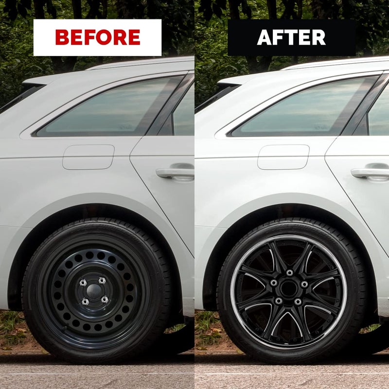 Pilot Automotive WH522-15C-B-AM 15 Inch Black & Chrome Universal Hubcap Wheel Covers - Set of 4 - Image 5