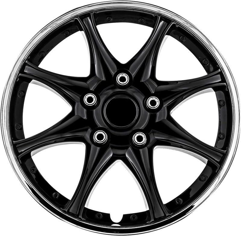 Pilot Automotive WH522-15C-B-AM 15 Inch Black & Chrome Universal Hubcap Wheel Covers - Set of 4 - Image 1