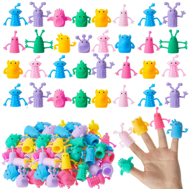 Junkin 40pcs Cute Easter Monster Finger Puppet Toys Set Soft Stretchy Fidget Toys Rubber Mini Finger Dolls for Role Playing Birthday Kids Party Favors 9 Random Styles Cute - Image 3
