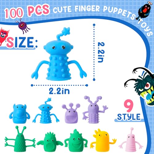 Junkin 40pcs Cute Easter Monster Finger Puppet Toys Set Soft Stretchy Fidget Toys Rubber Mini Finger Dolls for Role Playing Birthday Kids Party Favors 9 Random Styles Cute - Image 5