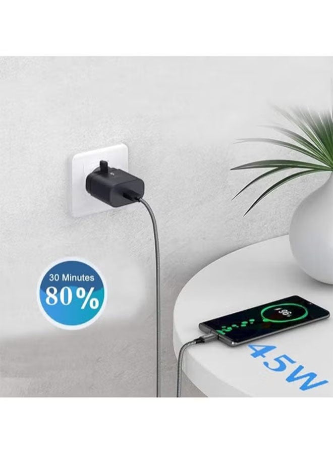 45 واط USB C فائقة السرعة الشاحن -متوافق مع S24 S23 S22 S21 S20 الترا، S24+ S23+ S22+ S21+، A53، A15، A 55، A54 -نوع C مهايئ الطاقة - Image 3
