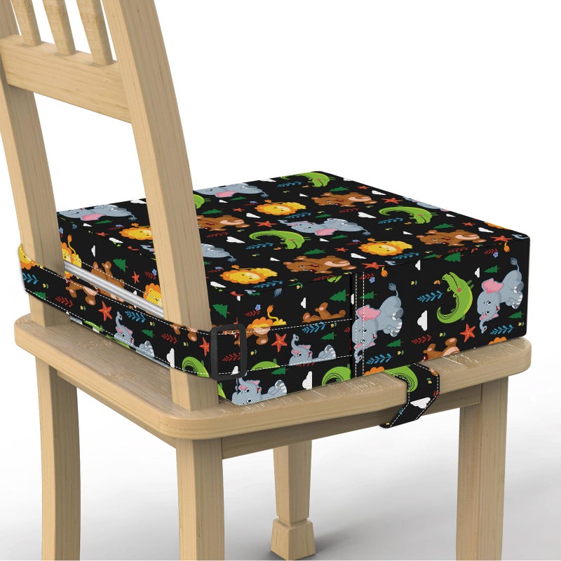 Toddler Booster Seat for Dining Table Stronger Support NonSlip Bottom Double Safe Straps Booster Seat Dining Toddler Portable Travel Increasing Cushion Black