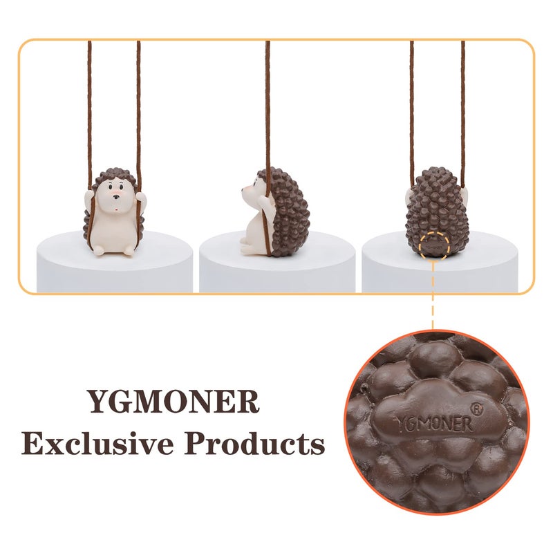 YGMONER Cute Swinging Hedgehog Car Rear View Mirror Hanging Accessories Funny Car Interior Decor Gifts for Women Men (Hedgehog) - Image 4