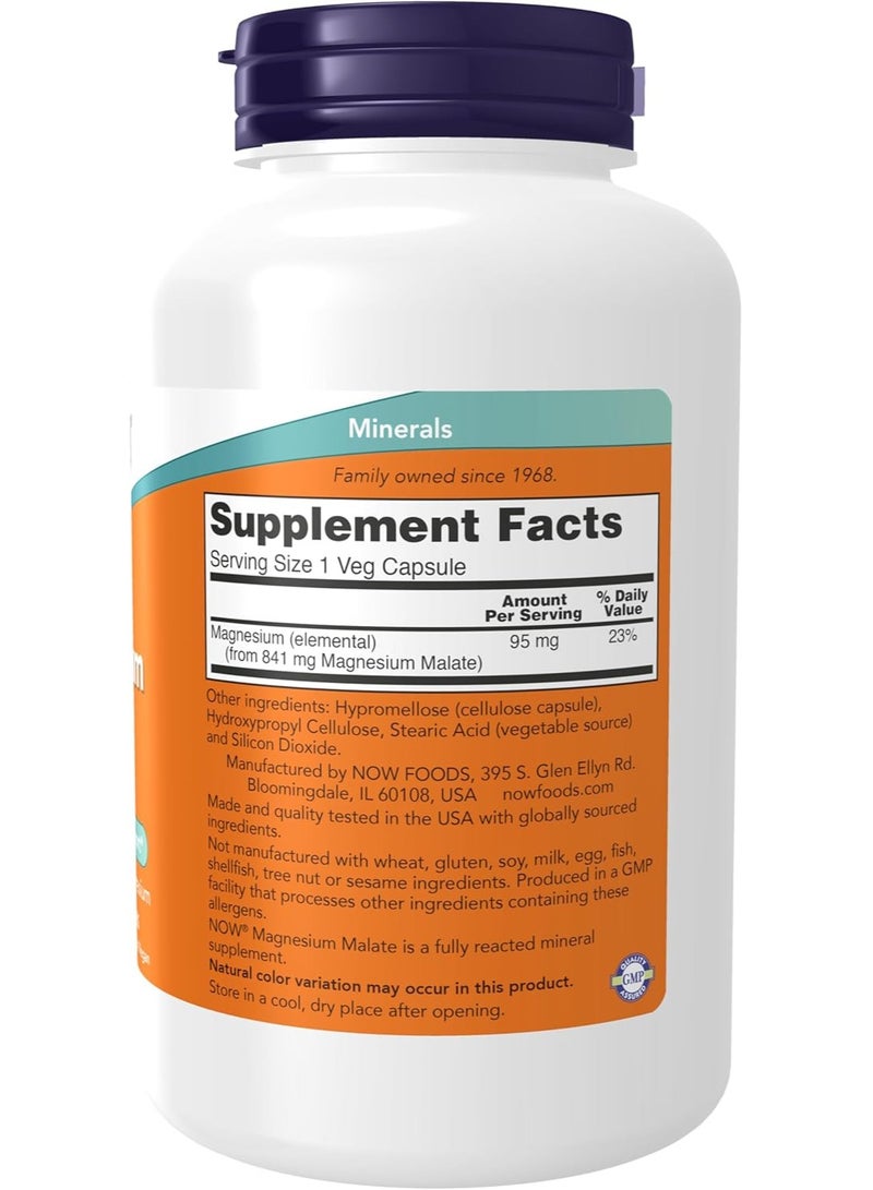 now Magnesium Malate Caps, 95 mg, 180 Veg Capsules  - Image 5