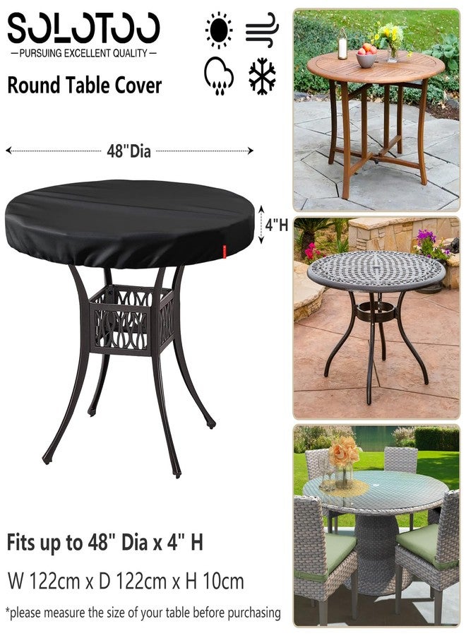 SoloToo Outdoor Round Table Cover,Waterproof Anti-UV Patio Round Table Top Covers,Fits Round Patio Furniture Up to 46" - 48" Diameter (Black) - Image 3
