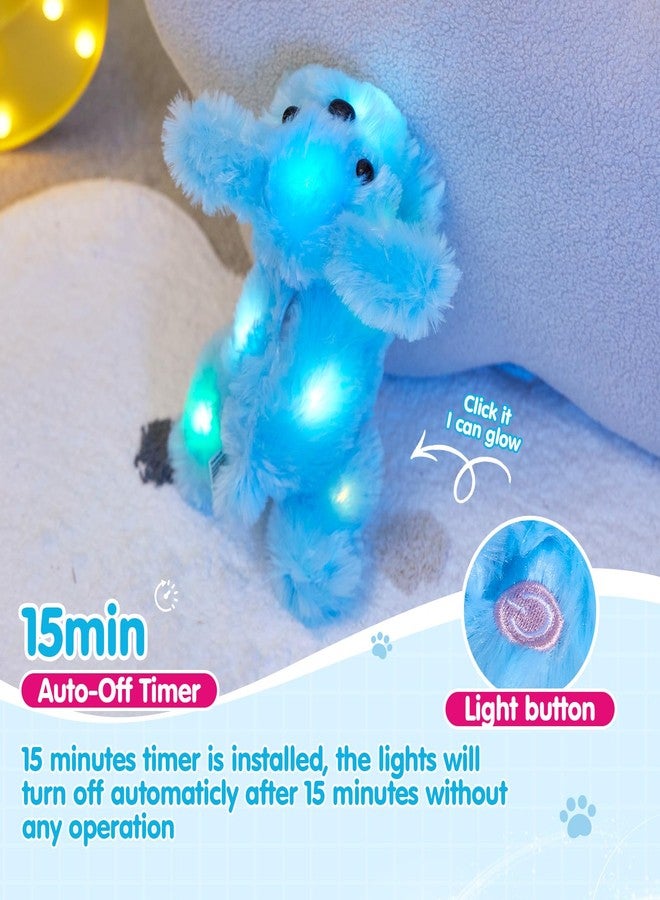 WEWILL 10'' Light up Blue Puppy Dog LED Stuffed Animal with Colorful Night Light Glow Soft Plush Toy Gifts for Kids on Christmas Birthday - Image 5