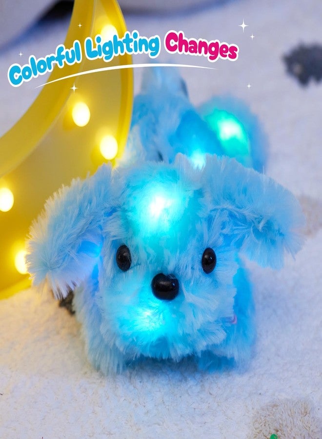 WEWILL 10'' Light up Blue Puppy Dog LED Stuffed Animal with Colorful Night Light Glow Soft Plush Toy Gifts for Kids on Christmas Birthday - Image 4