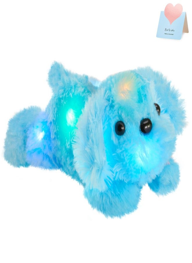 WEWILL 10'' Light up Blue Puppy Dog LED Stuffed Animal with Colorful Night Light Glow Soft Plush Toy Gifts for Kids on Christmas Birthday - Image 1