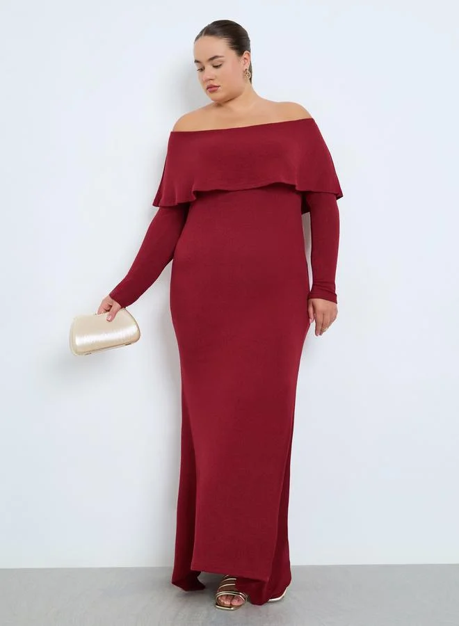 Styli Plus Size Long Sleeves A-Line Maxi Dress