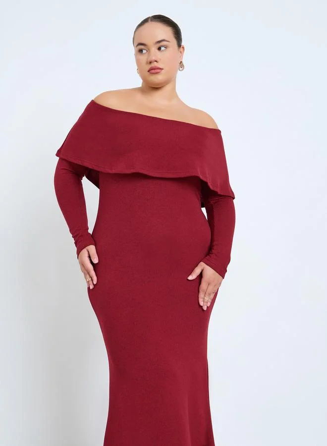 Styli Plus Size Long Sleeves A-Line Maxi Dress