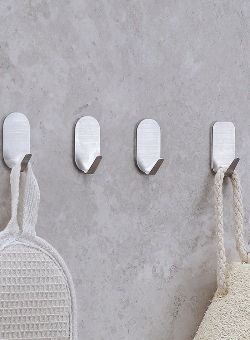 20 Pcs Heavy Duty Rectangle Adhesive Towel Hooks Stick on Towel Hanger Wall Holder Waterproof Stainless Steel Sticky Hooks for Hanging Bathroom Kitchen Home 4x2 cm Nickel - Image 1