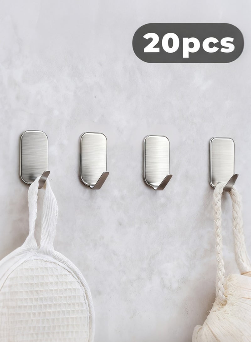 20 جهاز كمبيوتر شخصي ثقيل مستطيل لاصق منشفة خطائص عصا على منشفة شنق حامل الجدار مقاوم للماء الفولاذ المقاوم للصدأ خطائص لاصقة لتعليق حمام المطبخ المنزل 4x2 سم النيكل - Image 1