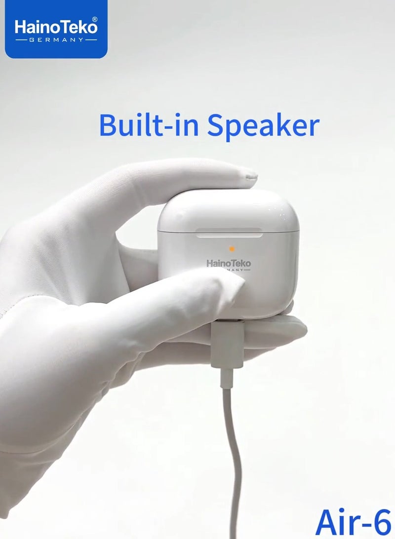 Haino Teko Air-6 Bluetooth Earphones With Built-in Speaker Multi Functional Touch Control and Microphone Compatible With iPhones and iPads Black - Image 2