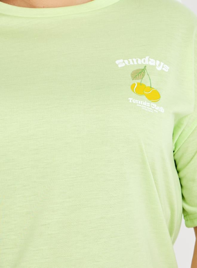 Styli Styli Plus Size Lemon Print Dropped Shoulder T-Shirt and Shorts Set  - Image 4