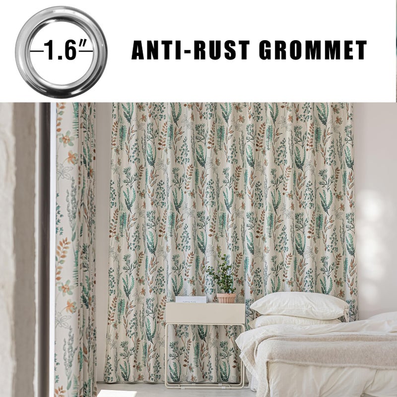 SUOUO Floral Blackout Curtains for Bedroom 84 inches Long Patterned Green Leaf Botanical Room Darkening Window Drapes for Living Room 2 Panels - Image 2