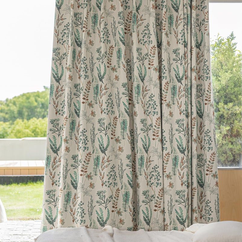 SUOUO Floral Blackout Curtains for Bedroom 84 inches Long Patterned Green Leaf Botanical Room Darkening Window Drapes for Living Room 2 Panels - Image 3