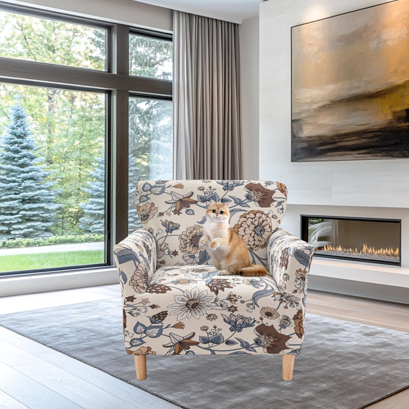 FUANGUI Banquet Armchair Slipcover Chair Covers with Arms Stretch Club Chair Slipcover Soft Armchair Sofa Covers Anti-Slip Furniture Protector for Dogs Pets Home Living Room Decor - Image 3