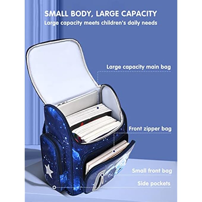 rayihni MCWTH School Backpack for Girls Boys Large Capacity Waterproof Light Weight Schoolbag Bookbag for Kids Primary School Student - Image 4