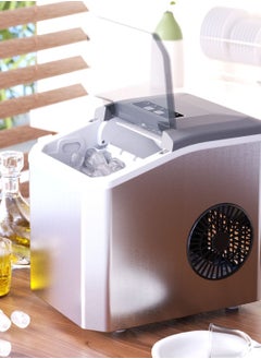 Ice Maker Countertop with Handle, Self-Cleaning Ice Maker with Scoop and Basket, 9 Cubes in 6 Mins, Portable Small Ice Machine with Scoop and Basket for Home kitchen Office Party