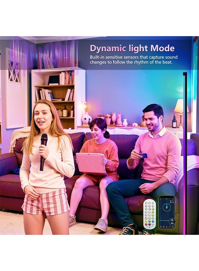 جُودِيَّة ​​142CM مصباح أرضي زاوية، مصباح أرضي حديث ذكي RGB، مصباح زاوية LED قابل للتعديل مع مزامنة الموسيقى تغيير اللون تطبيق تحكم عن بعد للغرفة المعيشة، غرفة النوم - Image 4