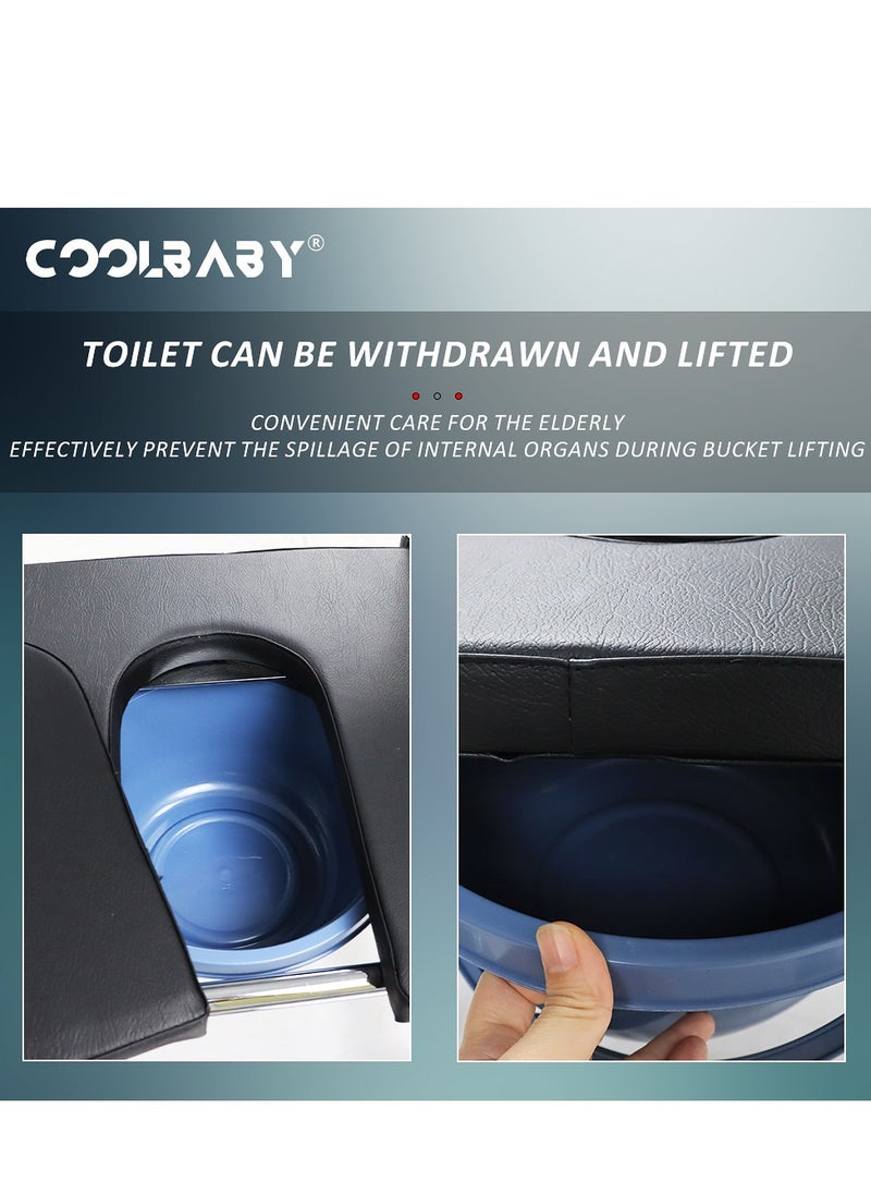 Cool Baby Style - COOLBABY  Bedside Toilet Chair 4-in-1 Shower Toilet Wheelchair Rolling Transport Chair The Armrest Can Be Lifted - Image 1