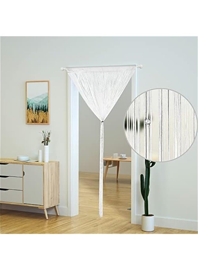 ستارة من الخرز الأبيض، ستارة باب، ستارة من خيوط فضية، ستارة تقسيم مزخرفة، ستارة شرابة نهائية، ستارة معلقة، ستارة من الخرز - Image 2