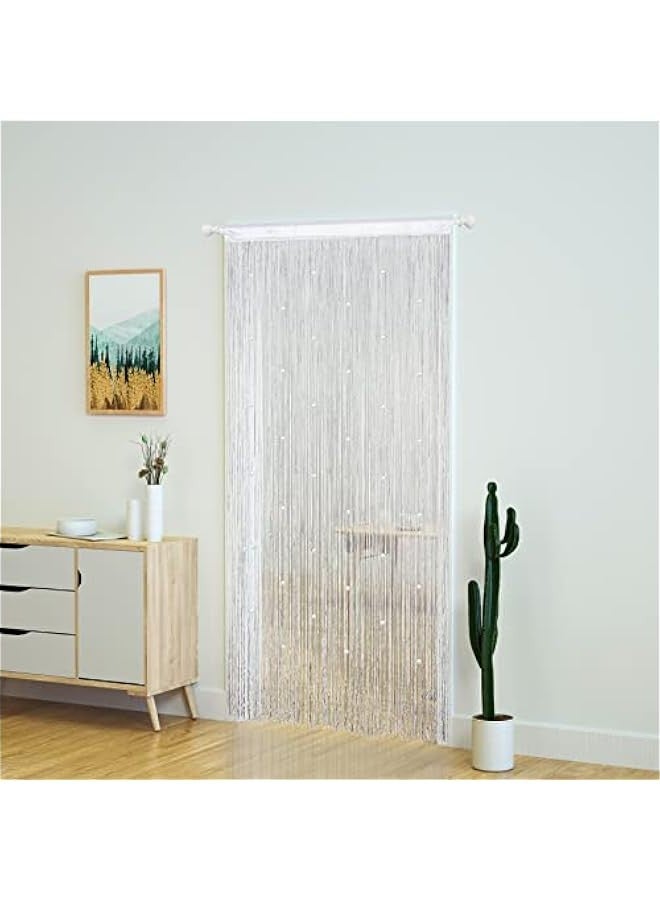 ستارة من الخرز الأبيض، ستارة باب، ستارة من خيوط فضية، ستارة تقسيم مزخرفة، ستارة شرابة نهائية، ستارة معلقة، ستارة من الخرز - Image 3