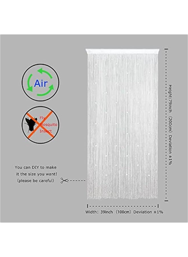 ستارة من الخرز الأبيض، ستارة باب، ستارة من خيوط فضية، ستارة تقسيم مزخرفة، ستارة شرابة نهائية، ستارة معلقة، ستارة من الخرز - Image 4
