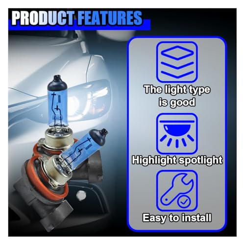 UHANBUT 2PCS H11 Car Halogen Bulbs, 12V 55W White Bright High/Low Beam Automotive Fog Light Xenon Bulbs, Universal Plug and Play Headlight Halogen Capsule Lamp Replacement Accessories for Most Car, SUV (H11) - Image 3