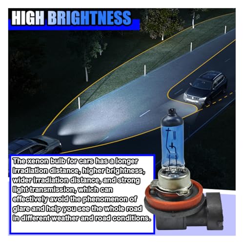 UHANBUT 2PCS H11 Car Halogen Bulbs, 12V 55W White Bright High/Low Beam Automotive Fog Light Xenon Bulbs, Universal Plug and Play Headlight Halogen Capsule Lamp Replacement Accessories for Most Car, SUV (H11) - Image 4