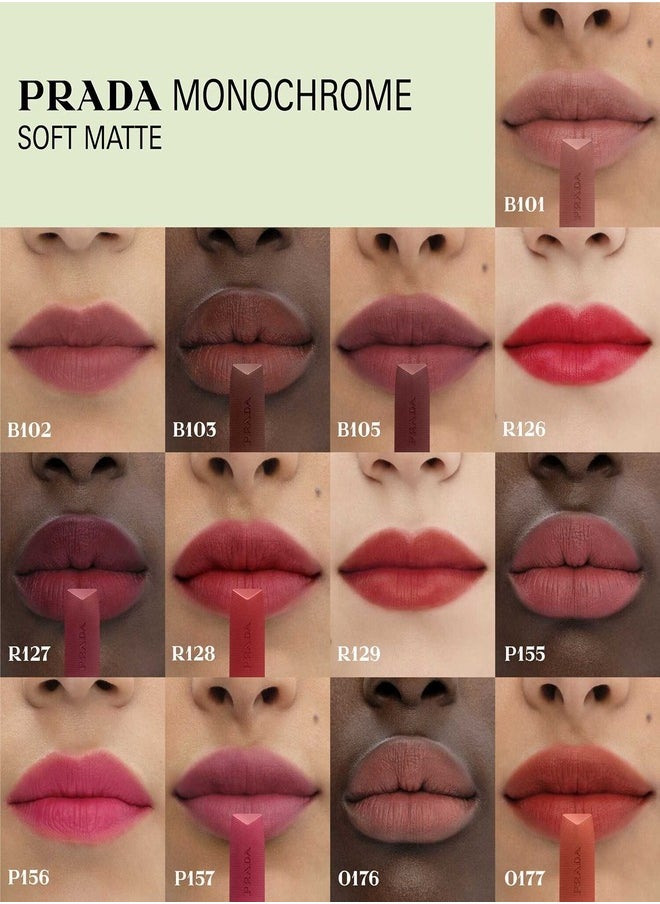 PRADA - PRADA Monochrome Soft Matte Lipstick R26 - Long-Lasting Rich Pigment for a Bold, Velvet Finish (3.9g) - Image 1