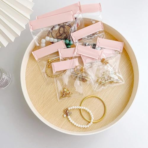 KANISYA 10pc Mini Jewellery Storage Zipper Pouch Organizer, Transparent Resealable Bags with Snap Lock for Earrings, Rings, Necklaces, Bracelets, Travel Jewellery Case, Clear Small Accessories Storage - Image 3