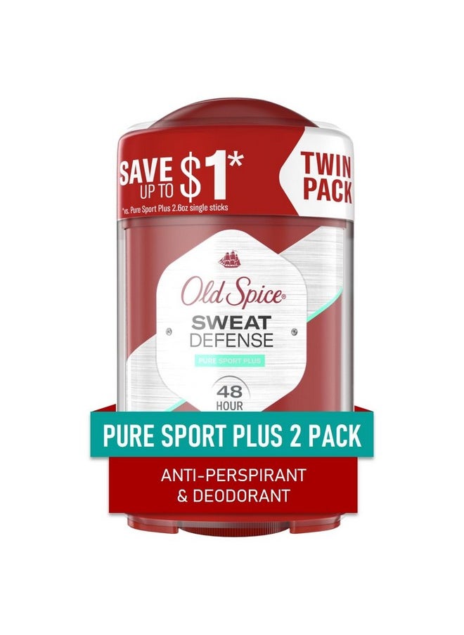 Old Spice - Sweat Defense Anti-Perspirant Deodorant For Men, Triple Protection, Sweat & Odor Protection, Soft Solid, Pure Sport Plus Scent, 2.6 Oz (Pack Of 2) - Image 1