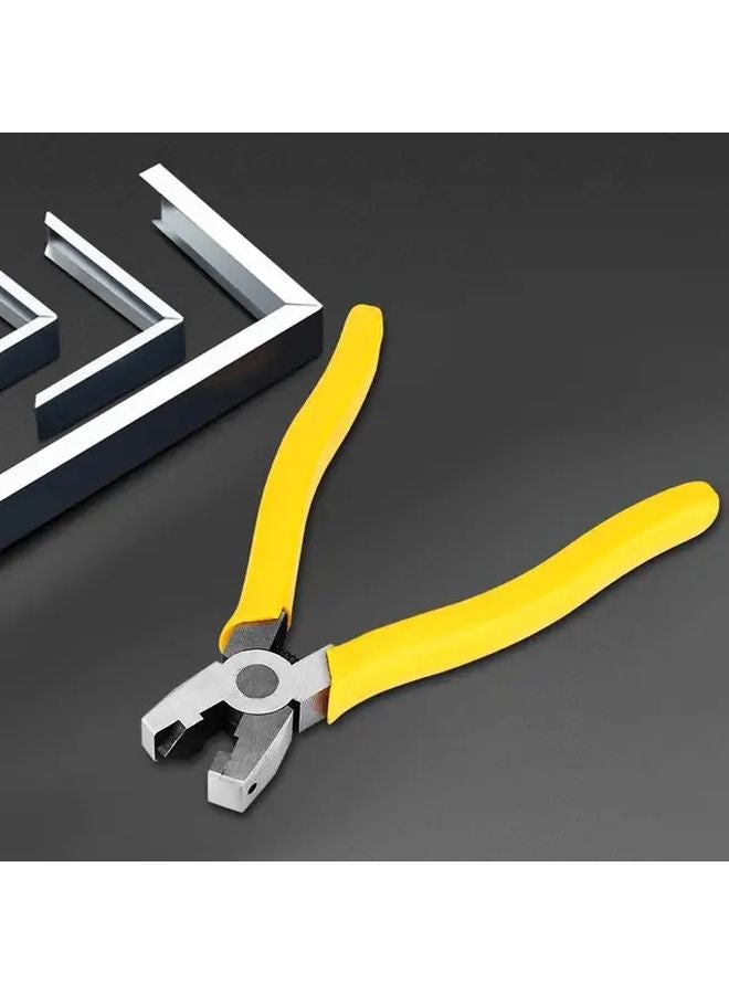 Yellow 8 Inch Aluminum V Groove Notch Cutter Pliers Ergonomic Grip Frame Folding Tool - Image 5