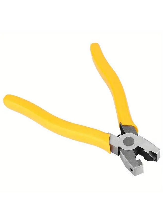 Yellow 8 Inch Aluminum V Groove Notch Cutter Pliers Ergonomic Grip Frame Folding Tool - Image 1
