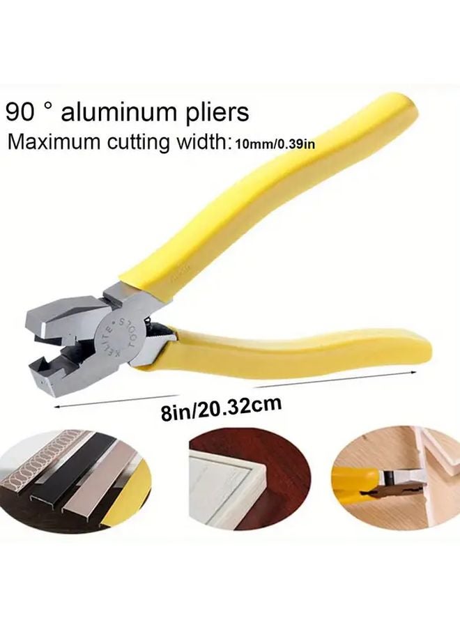 Yellow 8 Inch Aluminum V Groove Notch Cutter Pliers Ergonomic Grip Frame Folding Tool - Image 2